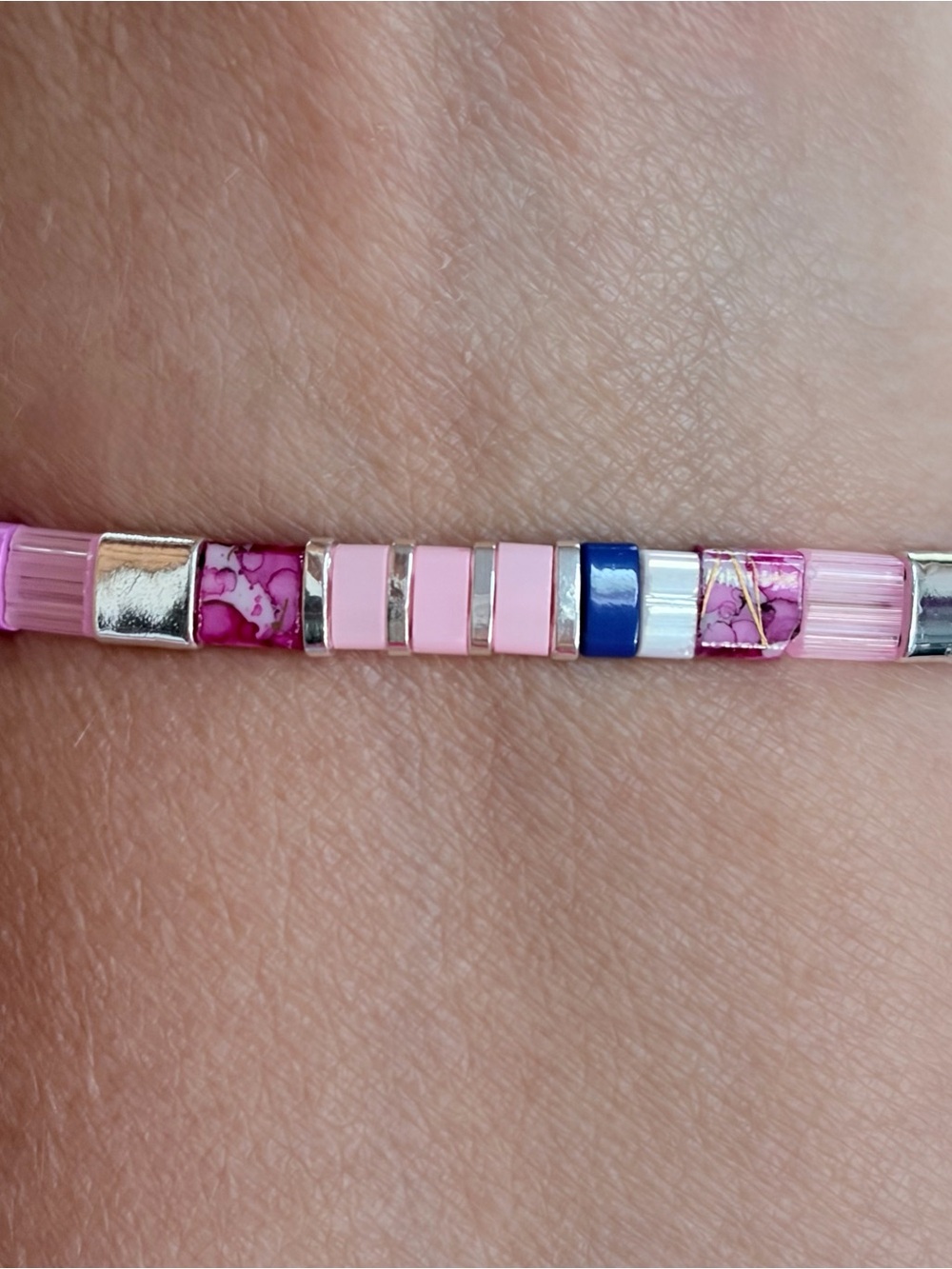 Miyuki Tila glass bead stretch Bracelet.Pink,Purple,Blue,Silver Bangle.Boho,chic